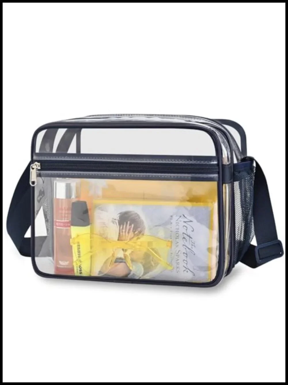 Clear Messenger Bag Stadium Approved 2 Zipper Compartments